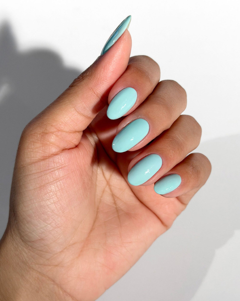 Sky blue nails