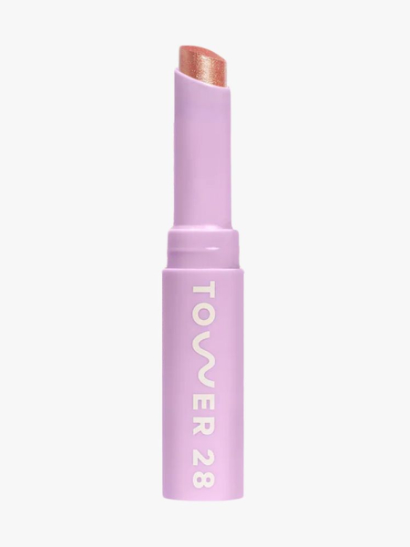 Tower 28 Beauty GoGo Cooling Shimmer Eyeshadow in branded component on a light gray background