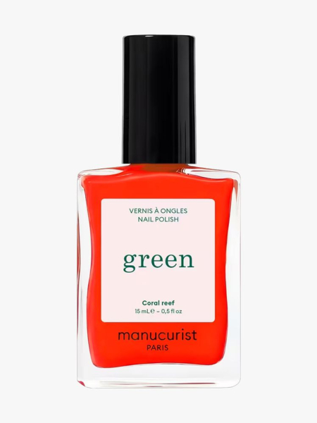 Manucurist&rsquo;s Green Natural Nail Polish in Coral Reef in branded component on a light gray background