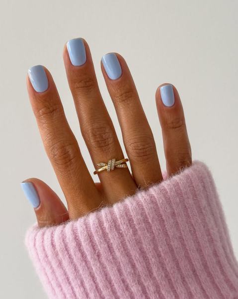 Sky blue nails